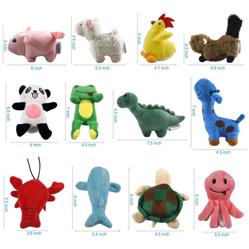 Squeaky Plush Dog Toy Pack for Puppy, Small Stuffed Puppy Chew Toys 12 Dog Toys Bulk with Squeakers, Cute Soft Pet Toy for Small Medium Size Dogs - PawsPlanet Australia