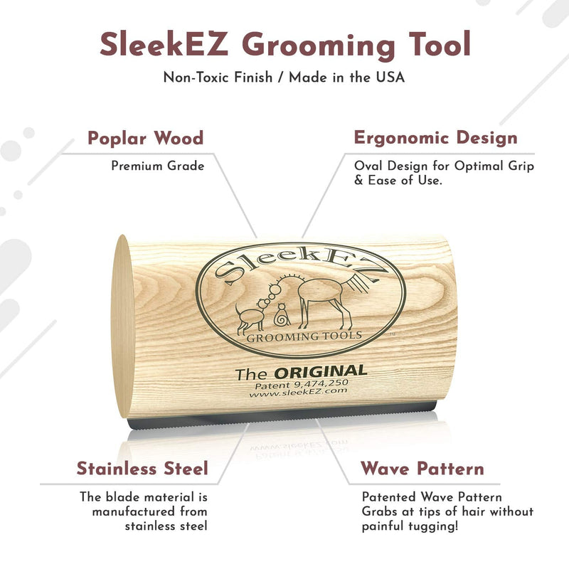SleekEZ Deshedding Grooming Tool for Dogs, Cats & Horses - Undercoat Brush for Short & Long Hair - Painlessly Remove 95% of Loose Hair, Fur & Dirt (Small) 2.5 Inch - PawsPlanet Australia