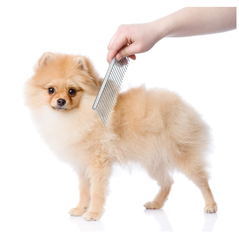 Stainless Steel Pet Comb Pet Grooming Comb Rounded Teeth Dog Comb for Large, Medium and Small Dogs and Cats with Tangled Short/Long Hair (19 x 5 cm) 19 x 5 cm (Pack of 1) - PawsPlanet Australia