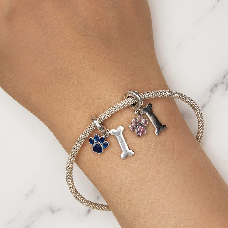 Rowibote 925 Sterling Silver Dachshund Teddy Dog Charm I Love My Pet Dog Paw Bone Print Bead Pendant Dog Memorial Gifts fit European Bracelet and Necklace for Women Girl Christmas Birthday Gift - PawsPlanet Australia
