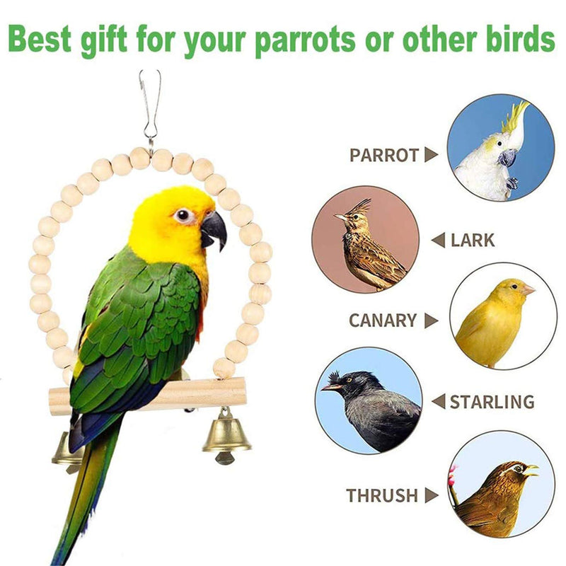 Miumiu Bird Parrot Toys, 8Pack Bird Swing Hanging Toy Bird Cage Toys Hammock Bell Swing Ladder Perch Chewing Toys for Parrots, Parakeets, Cockatiels, Conures, Macaws, Love Birds, Finches - PawsPlanet Australia