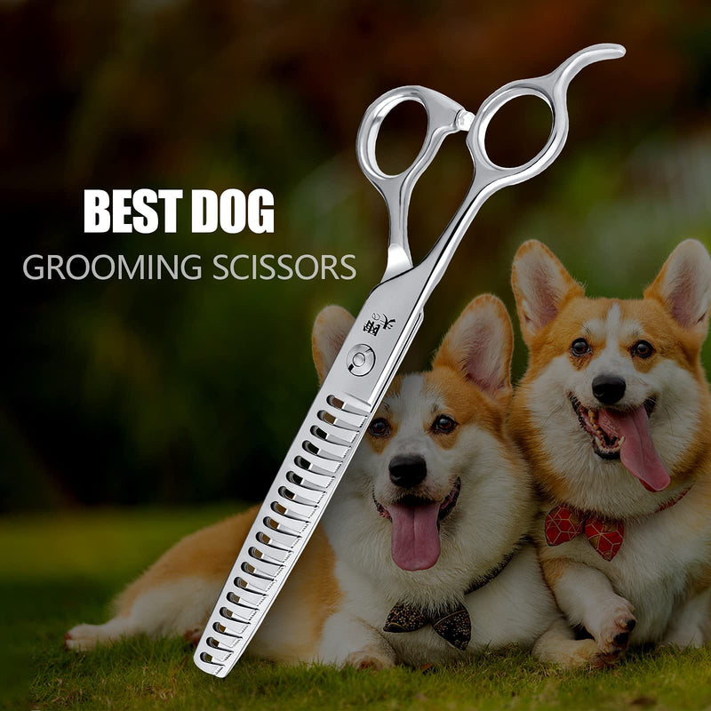 7.0" Pet Grooming Scissors Dog Curved Cutting Shears Made of Japanese 440C Stainless for Pet Groomer (C-Antler Shear) C-Antler Shear - PawsPlanet Australia