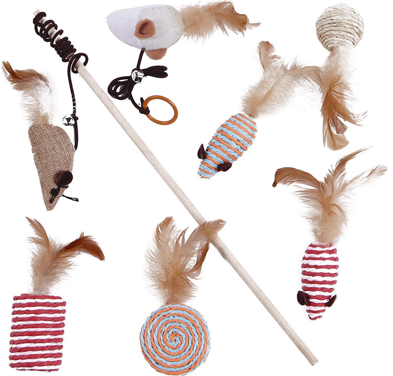 STAJOY Cat Feather Toys Set with 7Packs Feather Ball Mice Interactive  Cat Toys - PawsPlanet Australia