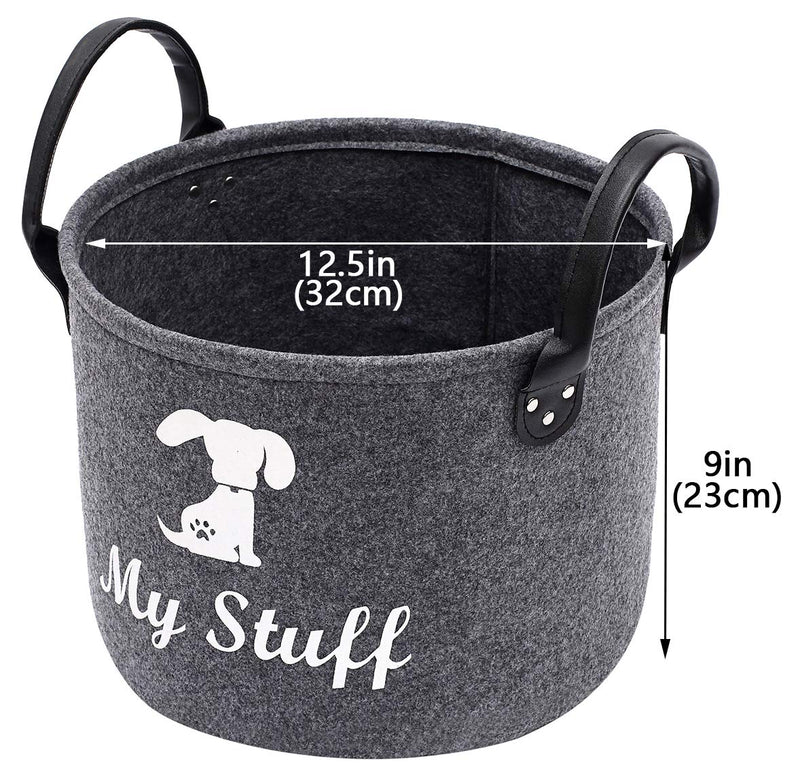 Geyecete Dog Apparel & Accessories/Dog toys/Pet supplies storage Basket/Bin with Metal Handles, Collapsible & Convenient Storage Solution for Office, Bedroom, Closet, Toys, Laundry(Grey) Grey(dia:13in) - PawsPlanet Australia