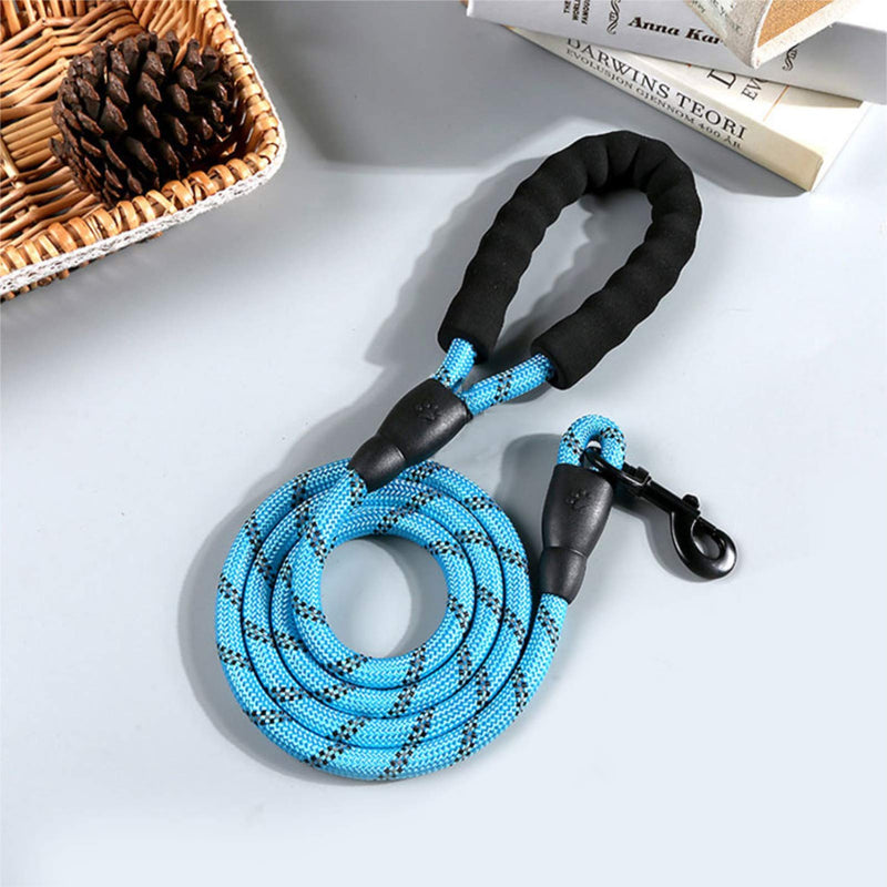 Rope Dog Lead with Comfortable Padded Handle And Reflective Threads, Training and Runing Leash For Small, Medium And Large Dogs (Blue) Blue - PawsPlanet Australia