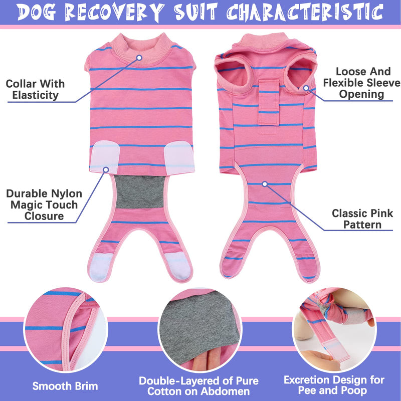 Recovery Suit for Dogs Cats After Surgery, Recovery Shirt for Male Female Dog Abdominal Wounds Bandages Cone E-Collar Alternative, Soft Fabric Onesie, Anti-Licking Pet Surgical Recovery Snuggly Suit XS Pink - PawsPlanet Australia