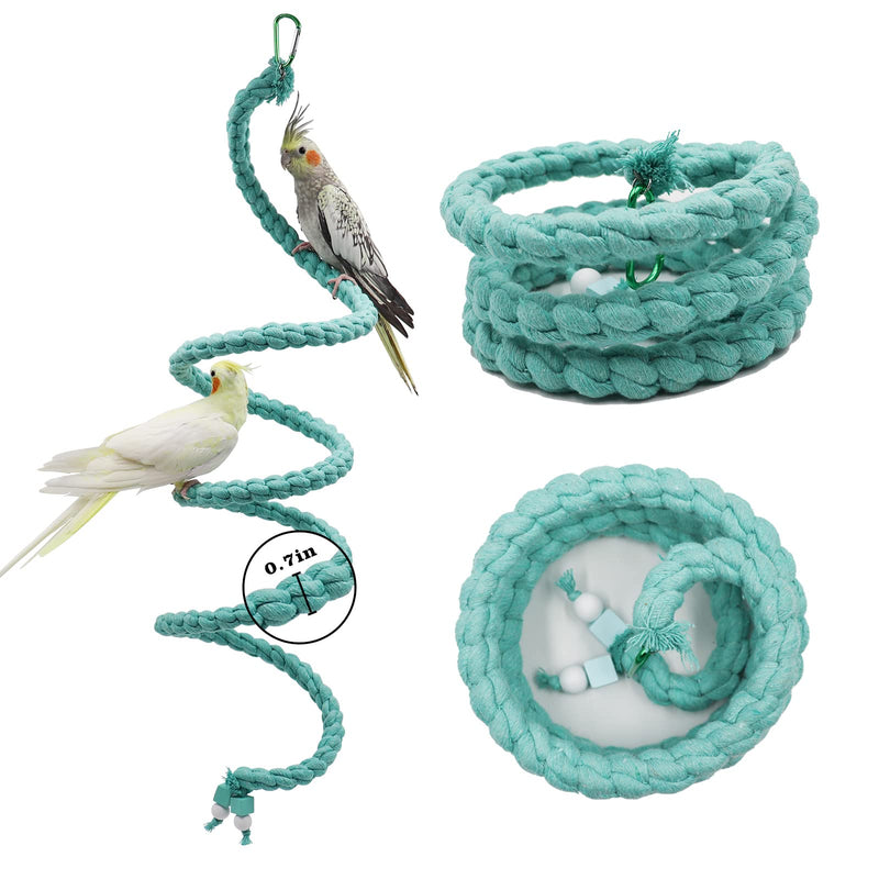 150cm Extra Long Bird Rope Perch, Bird Spiral Rope Swing Toy, Bird Cage Stand Pole Accessories, Bird Stand Climbing Toy for Parrot Parakeet Budgies Lovebirds 150CM - PawsPlanet Australia