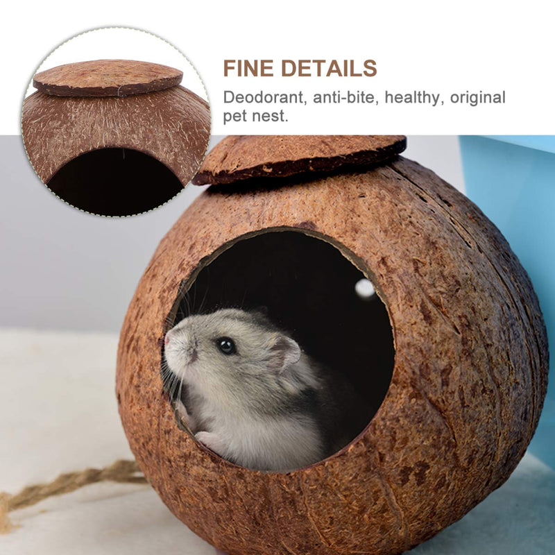 POPETPOP Coconut Hideaway Parrot Birds Nest Cage House for Pet Budgies Parakeet Cockatiels Conure Canary Finch Pigeon Hamster Rat - PawsPlanet Australia