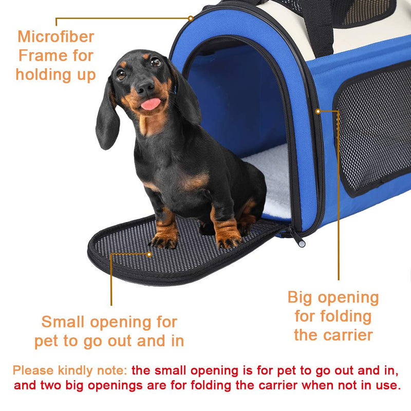 Kosttapaws Pet Carrier, Airline Approved Dog Carrier, Small Medium Cat Carrier, Portable Breathable Pet Travel Carrier, Collapsible Soft-Sided Mesh Puppy Carrier for Small Medium Dogs Blue - PawsPlanet Australia
