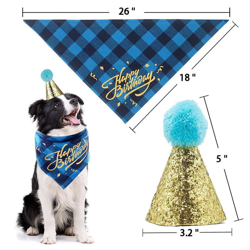 Dog Birthday Bandana Scarfs with Cute Doggie Dog Birthday Party Birthday Hat - PawsPlanet Australia