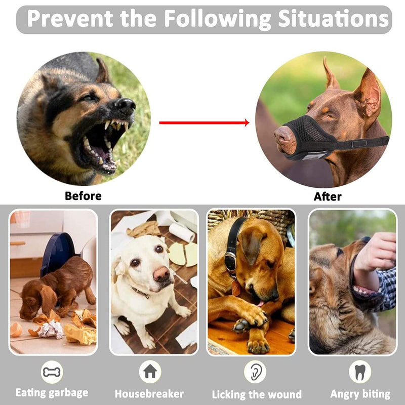 Dog Muzzle, Muzzle with Velcro Fastener, Soft, Prevents Biting, Safe, Breathable Barking and Chewing, with Adjustable Loop, Breathable Mesh - Black, M - PawsPlanet Australia