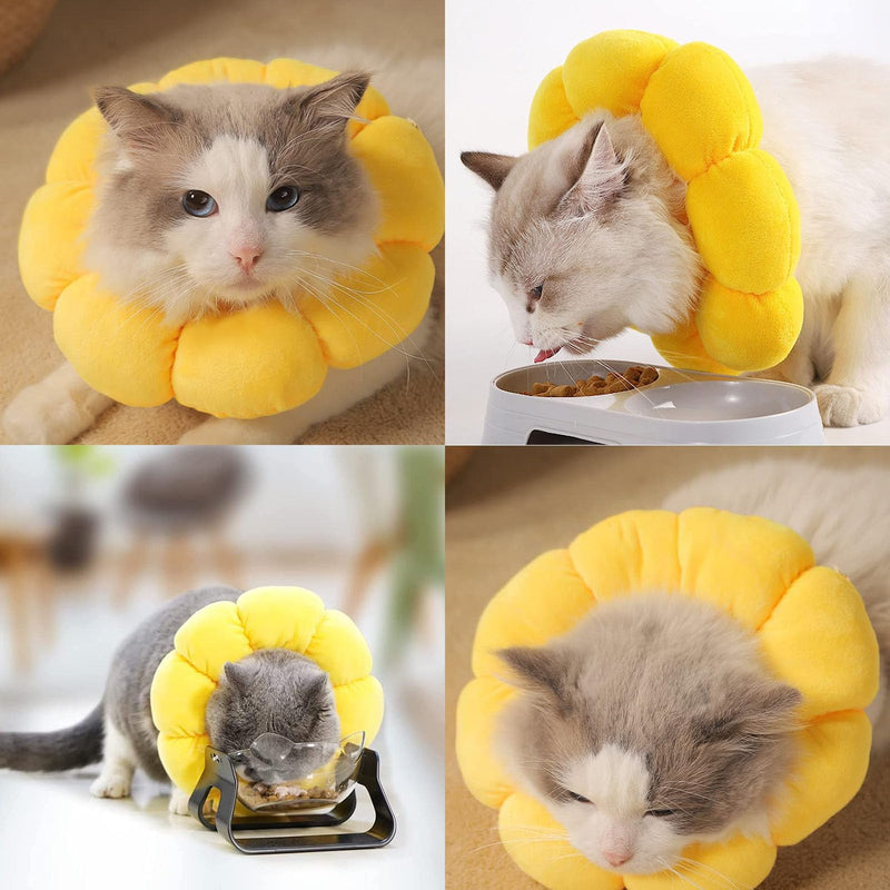 1PCS Cat Neck Brace, Adjustable Cute Sunflower Collar Cat Pets Protective Collar Cat Neck Brace Cat Cone Collar Anti Scratches for Kittens Puppies Rabbits, 12-20cm - PawsPlanet Australia