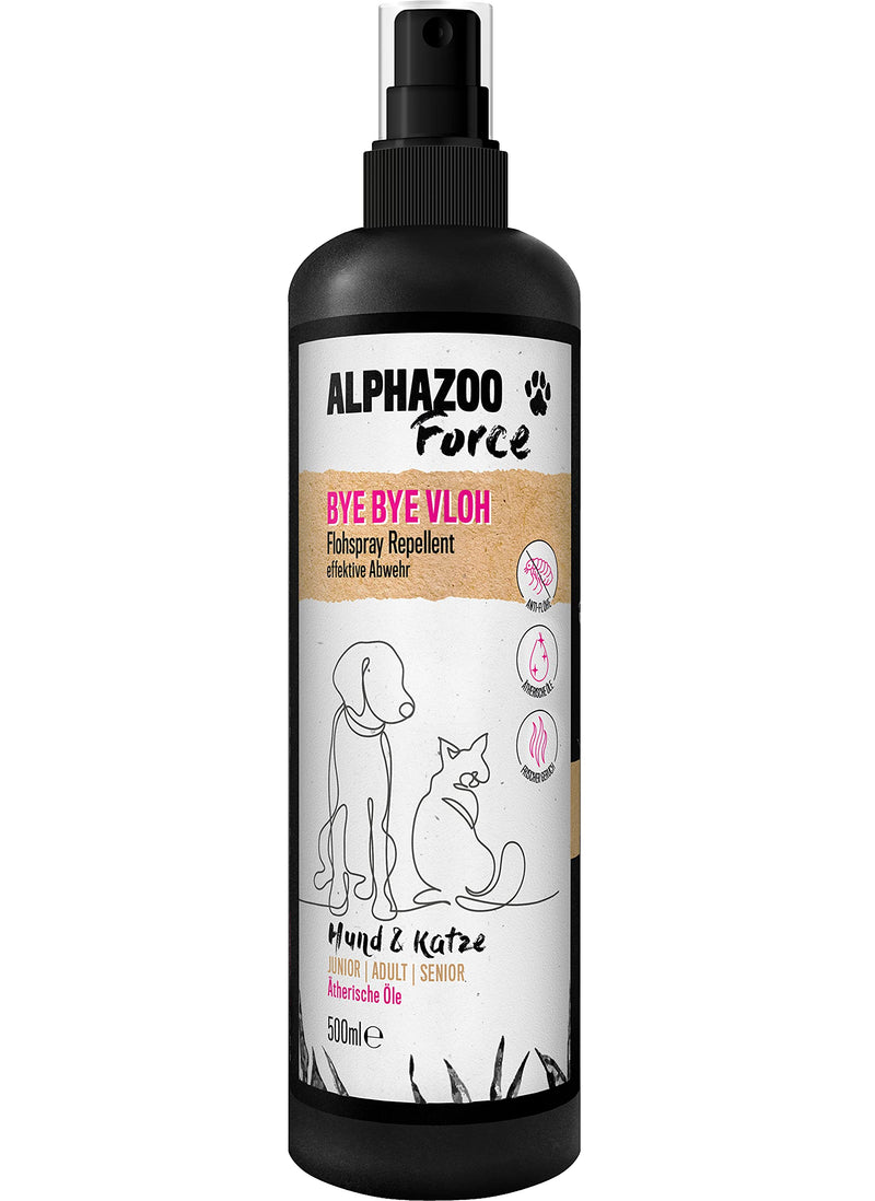 alphazoo ByeByeVloh Anti Flea Spray 500 ml I Natural flea treatment for cats, dogs and horses I With immediate effect I Long-term flea protection, against itching - PawsPlanet Australia