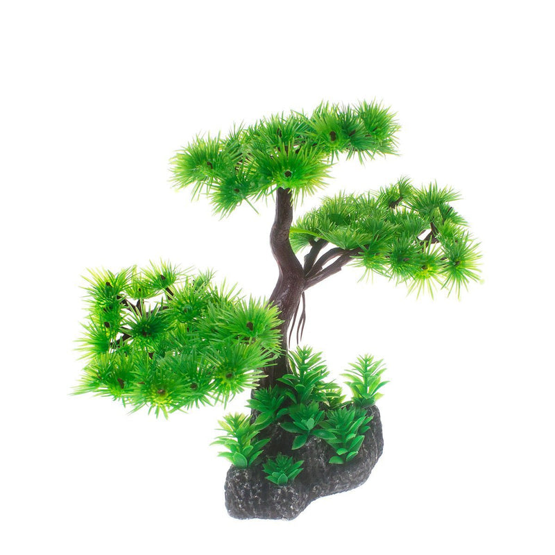 [Australia] - Saim Artificial Pine Tree Plastic Plant Decor for Aquarium Fish Tank Bonsai Ornament Red Green 7" Height 