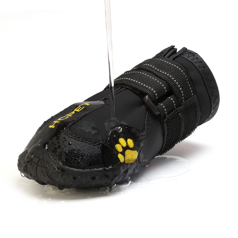Dog Shoes Protective Dog Boots Set of 4 Waterproof Dog Shoes with Adjustable Safe Reflective Straps, Rugged Sole and Skid-Proof Outdoor Paw Protectors for Small,Medium and Large Dogs (2: 2.4"x1.6" L*W 2: 2.4"x1.6"(L*W) Black - PawsPlanet Australia