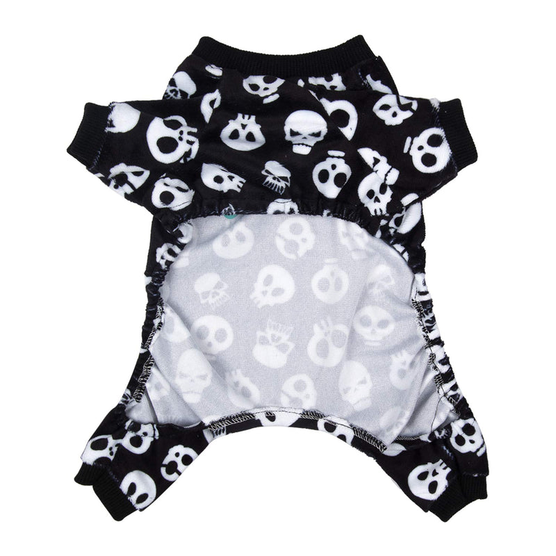 [Australia] - CuteBone Christmas Dog Jumpsuit Shirt Winter Holiday Cute Pjs Pet Clothes Bodysuit for Doggie Onesies S (Chest Girth14.5"Back Length9.5") Black white skeleton 