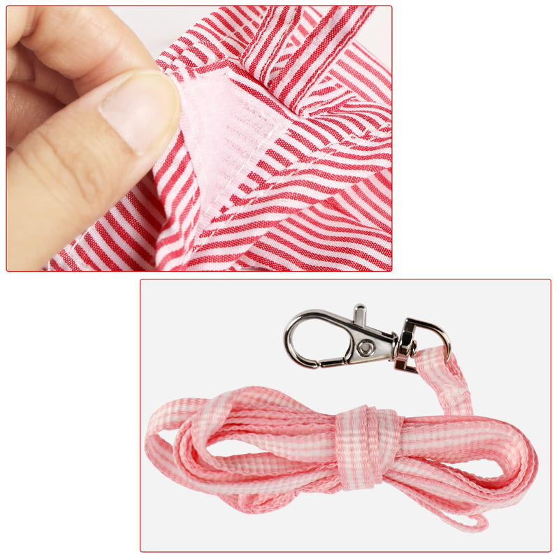 Outdoor harness with leash for small pets, adjustable striped vest, chest strap, safety harness, lead rope for guinea pigs, ferrets, Dutch pig etc. Red size S - PawsPlanet Australia