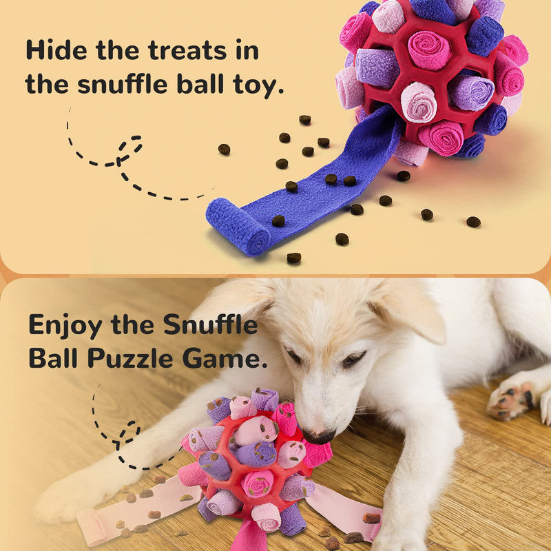 Larimuer Snuffle Ball for Dogs, Sniffing Carpet Snuffle Toy Interactive Dog Toy Portable Pet Snuffle Ball Toy for Small Medium Dogs Pet (Red and Purple) Red and Purple - PawsPlanet Australia