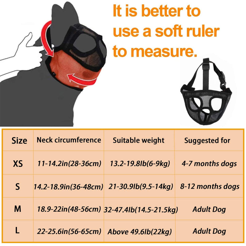 Short Snout Dog Muzzle Breathable Mesh Bulldog Muzzle Adjustable Dog Mouth Cover British French Bulldog Muzzle with Flattened to Prevent Biting Barking Chewing Dog Muzzle for Small Medium Large Dogs XS(28-36cm) Black - PawsPlanet Australia