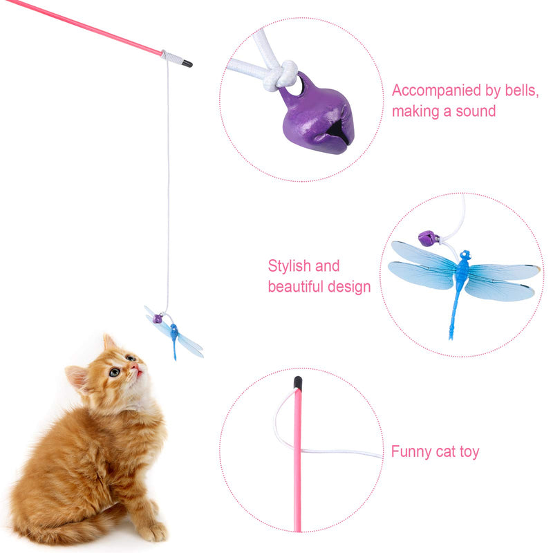 2 Pack Funny Cat Stick Cat Toys Artificial Feather Teaser Wand Toy Feather Teaser and Exerciser Wand with Feather or Dragonfly for Cat and Kitten (Style A) Style A - PawsPlanet Australia
