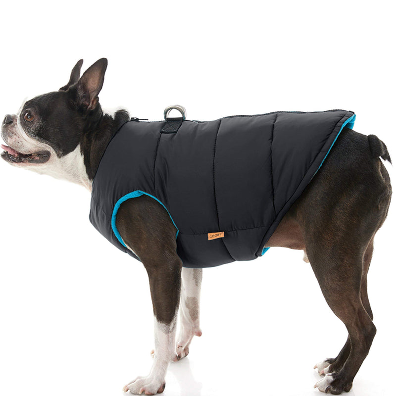 [Australia] - Gooby Padded Dog Vest - Zip Up Dog Jacket Coat with D Ring Leash - Small Dog Sweater with Zipper Closure - Dog Clothes for Small Dogs Girl or Boy for Indoor and Outdoor Use X-Small chest (~13") Black Solid 