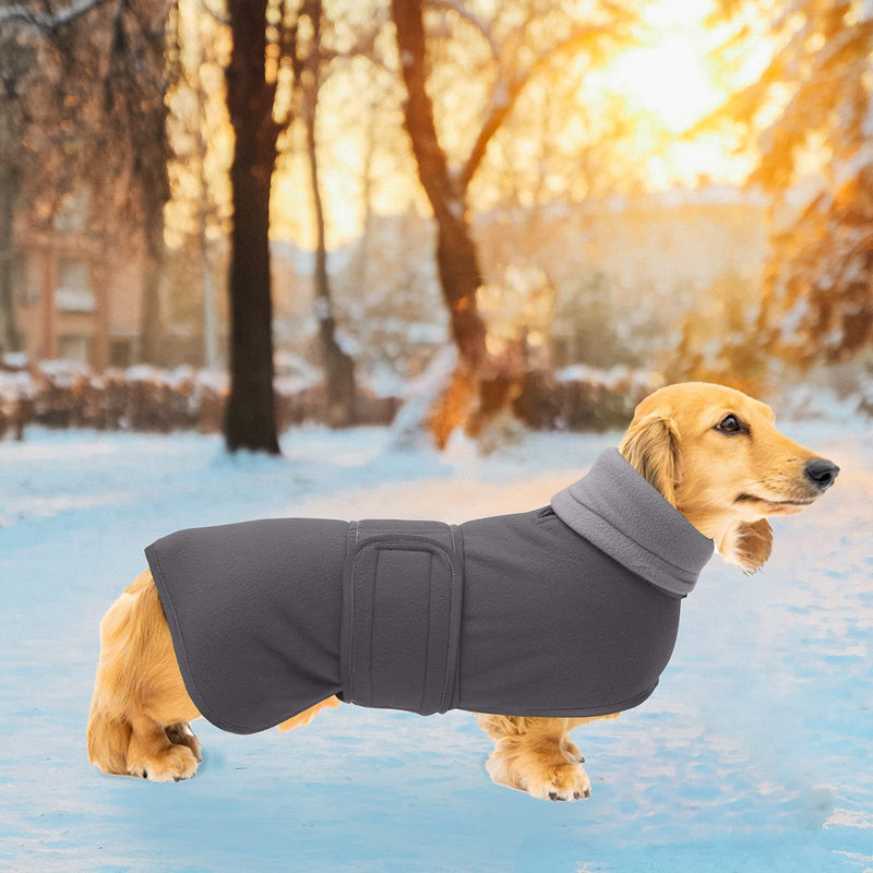 Geyecete Dog Jacket, Dog coat perfect for dachshunds, dog winter coat with padded fleece lining and high collar, dog snowsuit with adjustable bands sizes -Gray-S S Gray - PawsPlanet Australia