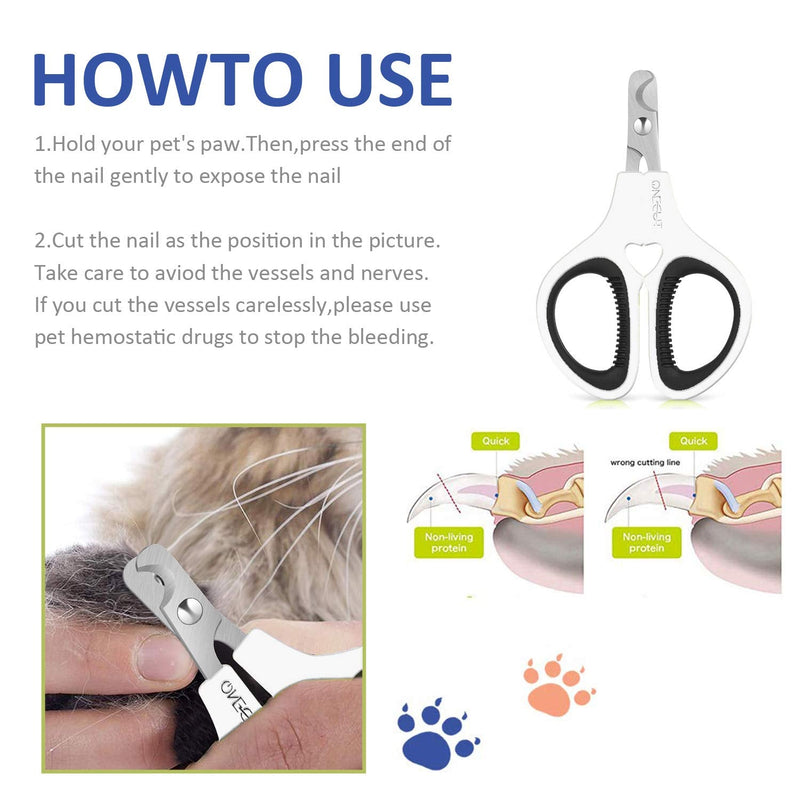 OneCut Pet Nail Clippers, New Update Version Cat & Kitten Claw Nail Clippers for Trimming, Professional Pet Nail Clippers Best for a Cat, Puppy, Kitten & Small Dog (White) White - PawsPlanet Australia