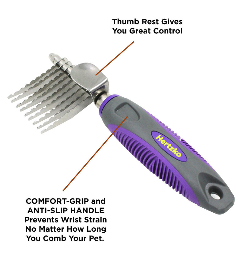 Dematting Comb By Hertzko – Long Blades with Safety Edges – Great for Cutting and Removing Dead, Matted or Knotted Hair All - PawsPlanet Australia