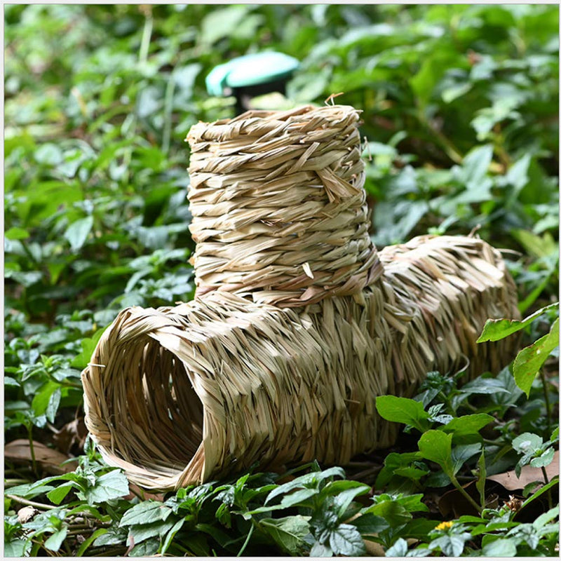 [Australia] - Nature's Hideaway Grass Tunnel Toy,Straw House with Open Entrance, Lightweight, Durable Home for Pocket Pets,Suitable for Rats, Mice, Hamster, Ferrets and Gerbils 