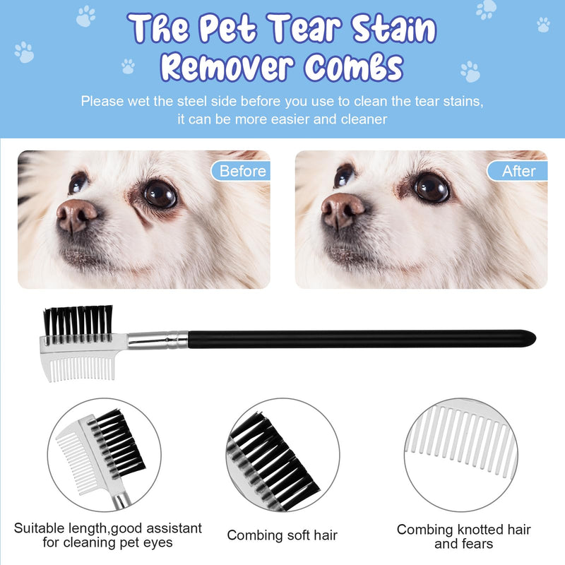 FANTESI Pack of 6 Cat Dog Flea Comb, Dog Cat Grooming Comb Tear Stain Remover Comb Double Sided Dog Eye Comb Brush Dog Flea Combs Pet Tear Stain Remover Comb Set - PawsPlanet Australia