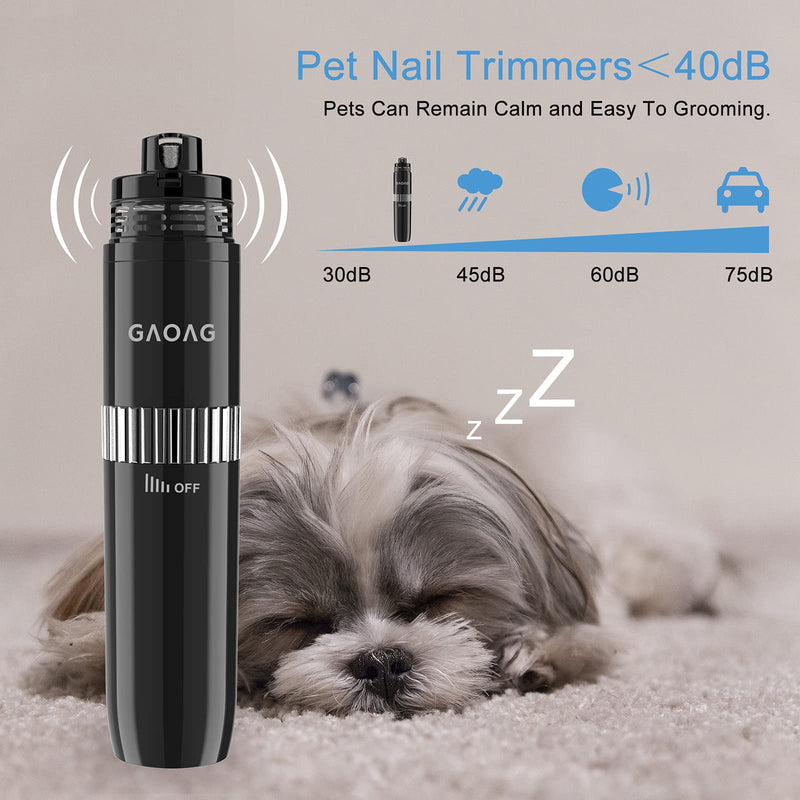 GAOAG Dog Nail Grinder with Vaccum Cleaner,Stepless Speeds Professional Pet Nail File,10h Working Time Electric Dog Nail Trimmer,Rechargeable Quiet Pet Nail Clippers for Small Medium Large Dog & Cat Black - PawsPlanet Australia