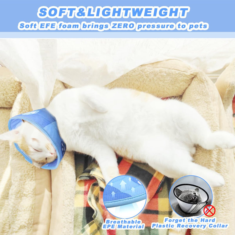Cat Neck Brace, Adjustable Neck Brace, Soft Cat Cone Collar with Anti-Leak Function, After Surgery and Injuries for Puppies, Small Dogs and Cats (Blue-M) M - PawsPlanet Australia