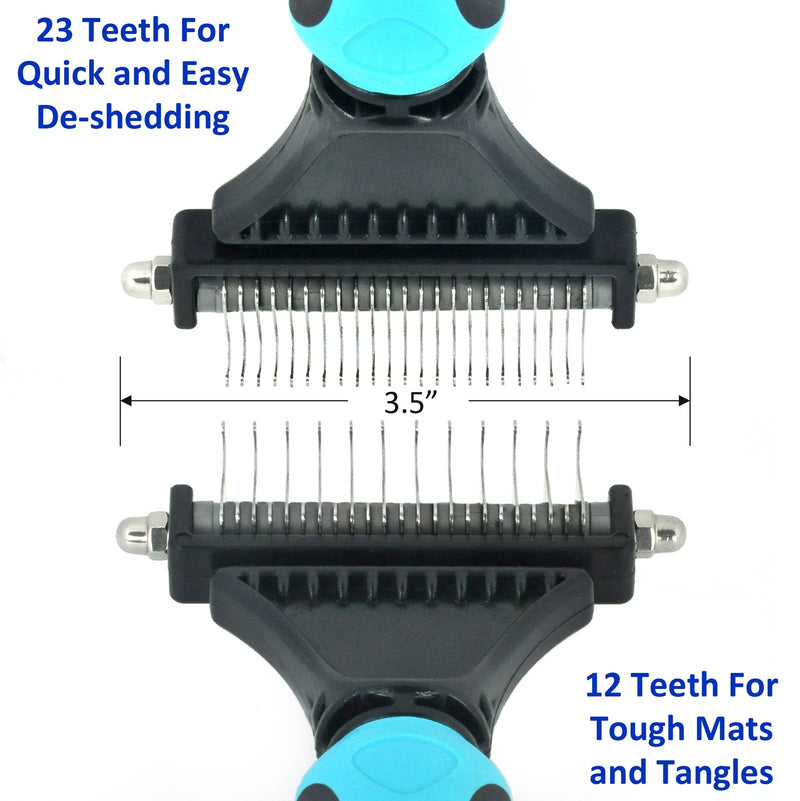 [Australia] - Vets Pride USA Dog & Cat Dematting/Deshedding Rake/Comb with Double Sided Blade. Strips Out Mats & Knots. Removes Loose Undercoat. Ergonomic Soft Grip Handle. Best Tool During Shedding Season 