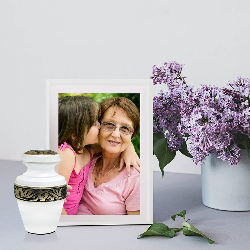 White Keepsake Urn - Small Urn for Ashes with Premium Box & Bag - White Memorial Urn for Human Ashes - Honour Your Loved One with Mini Cremation Urn - Perfect Funeral Urn for Adults & Infants - PawsPlanet Australia