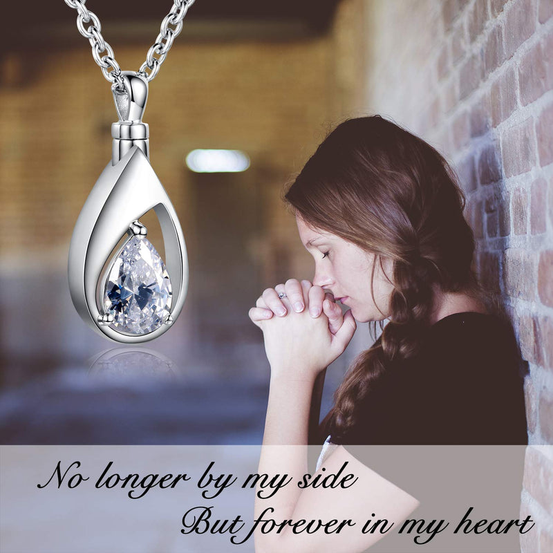 925 Sterling Silver Cremation Jewelry Memorial CZ Teardrop Ashes Keepsake Urns Pendant Necklace for urn Necklaces Ashes Jewelry Gifts Clear - PawsPlanet Australia