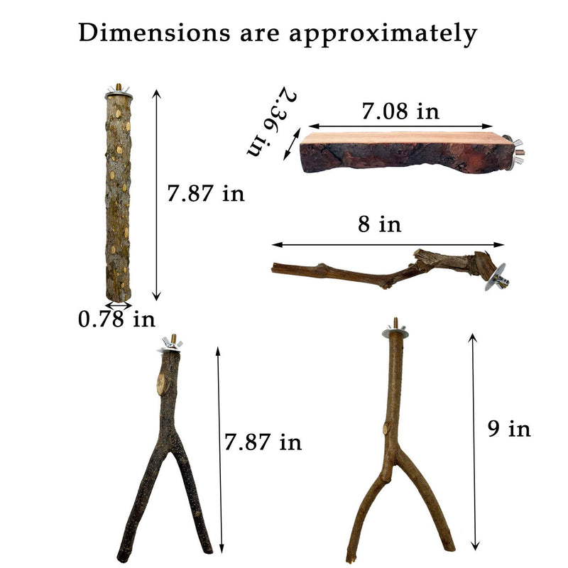 kathson Natural Wood Bird Perch Parakeet Stand Platform Parrot Paw Grinding Sticks Branches Bird Cage Accessories for Budgies Cockatiels Conure Parakeet Lovebirds 7 Pack - PawsPlanet Australia