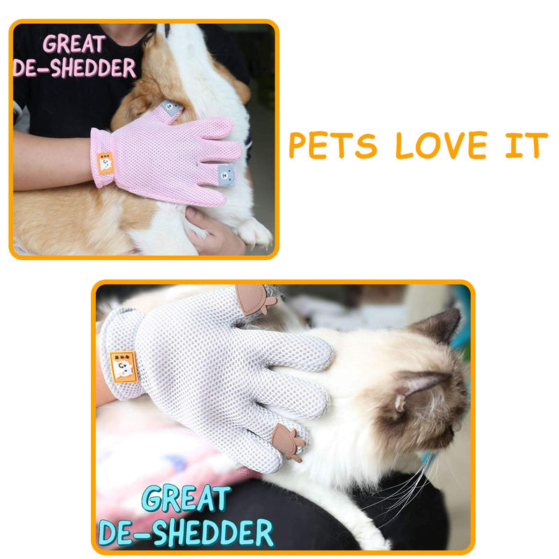 [Australia] - FURBB Pet Grooming Glove - Cat Dog Gentle Deshedding Brush Glove - Efficient Pet Hair Remover Massage Mitt - Enhanced Five Finger Design Perfect for Long Short Fur, Right Hand Pet Bathing Grey 