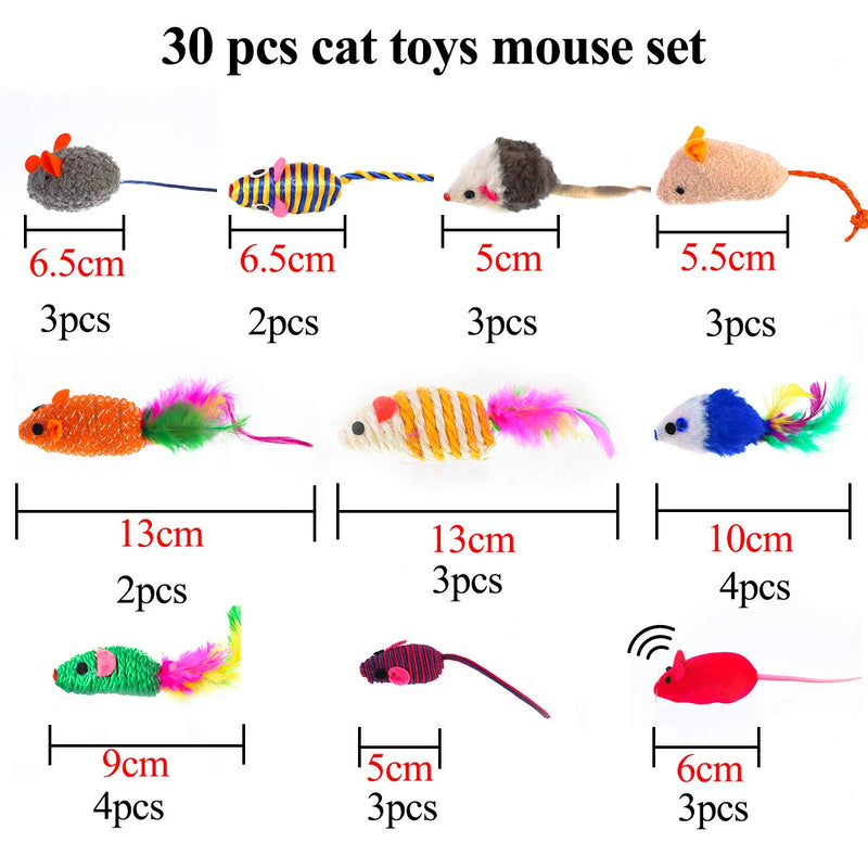 Cat Toys Kitten Toys Catnip Toys Fake Mice Rattle Interactive Rattle Furry Pet Mouse Set Feathers Teaser Indoor Set for Kitty and Cats (Style 1) Style 1 - PawsPlanet Australia