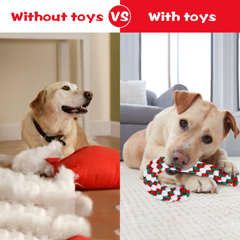 Dereine Christmas dog toy, 3 pieces dog Christmas toy, Christmas dog, candy cane toy pet, dog chew toy rope, dog toy rope for teeth cleaning, suitable (C) C - PawsPlanet Australia
