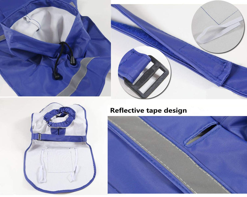 [Australia] - JYHY Dog Raincoat Adjustable Reflective Waterproof Lightweight Dog Rain Jacket Rain Poncho with Hood for Medium Large Dogs Small Blue 