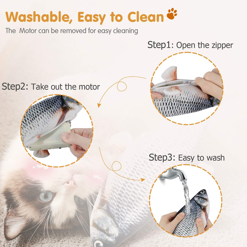 Floppy Fish Cat Toy, Moving Fish Toy for Cats, Interactive Flopping Cat Kicker Fish Toy, Dancing Wiggle Fish Catnip Toys, Electric Realistic Funny Flipping Catfish Toy for Cat Exercise - PawsPlanet Australia