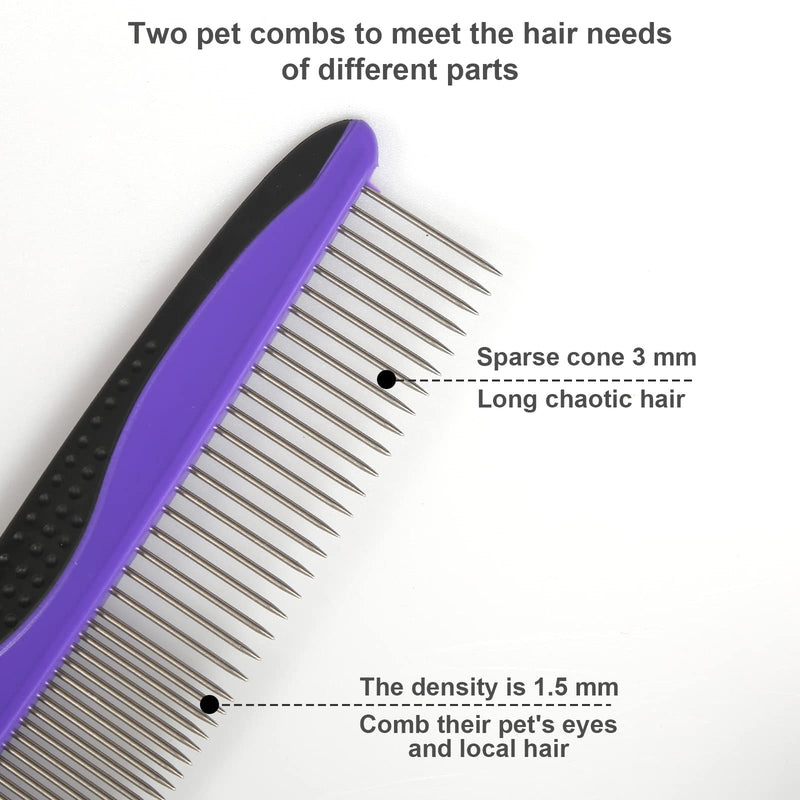 Stainless Steel Pet Comb Pet Grooming Comb Cat Grooming Tool Rounded Teeth Dog Comb Shedding Comb Cat Dog Comb Clean Lice, Tangles, Knots, Crust, Dirt - PawsPlanet Australia