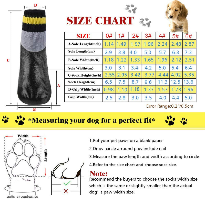 BESUNTEK Dog Socks with Straps Traction Control Outdoor Waterproof Pet Socks Boot Shoes for Small Medium Large Dogs 4pcs 0#-Paw W*L=1.14" * 1.18" - PawsPlanet Australia