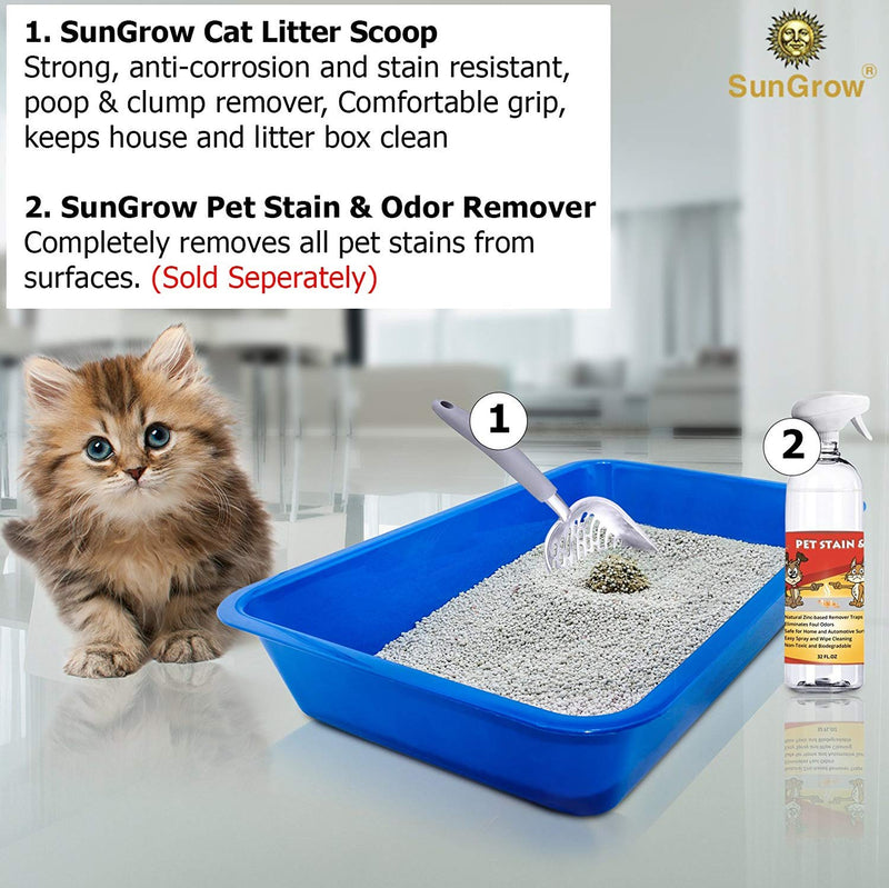 [Australia] - SunGrow Non-Stick Cat Litter Sifter Scoop, Manages Big Clumps of Multi-cat Families, No Wrist Pain or Hand Fatigue, Industrial-Grade Aluminum Alloy, Family Heirloom 