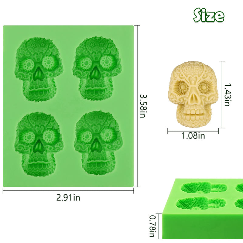 Sakolla Halloween Skulls Fondant molds - 3D Skeleton Head Molds for Cake Decoration Chocolate Candy, Ghost Head Silicone Molds Making Resin Casting Crafting Projects Skull - PawsPlanet Australia