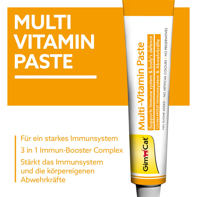 GimCat Multi-Vitamin Paste - This healthy cat snack activates and strengthens the immune system - 1 tube 50 g (Pack of 1) - PawsPlanet Australia