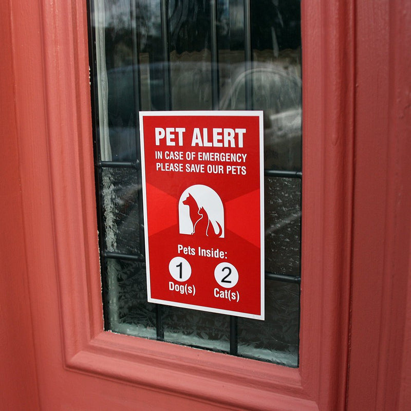 [Australia] - Pet Alert Sticker - 4 Pack - 4x6 inches - Safety Window Sign 