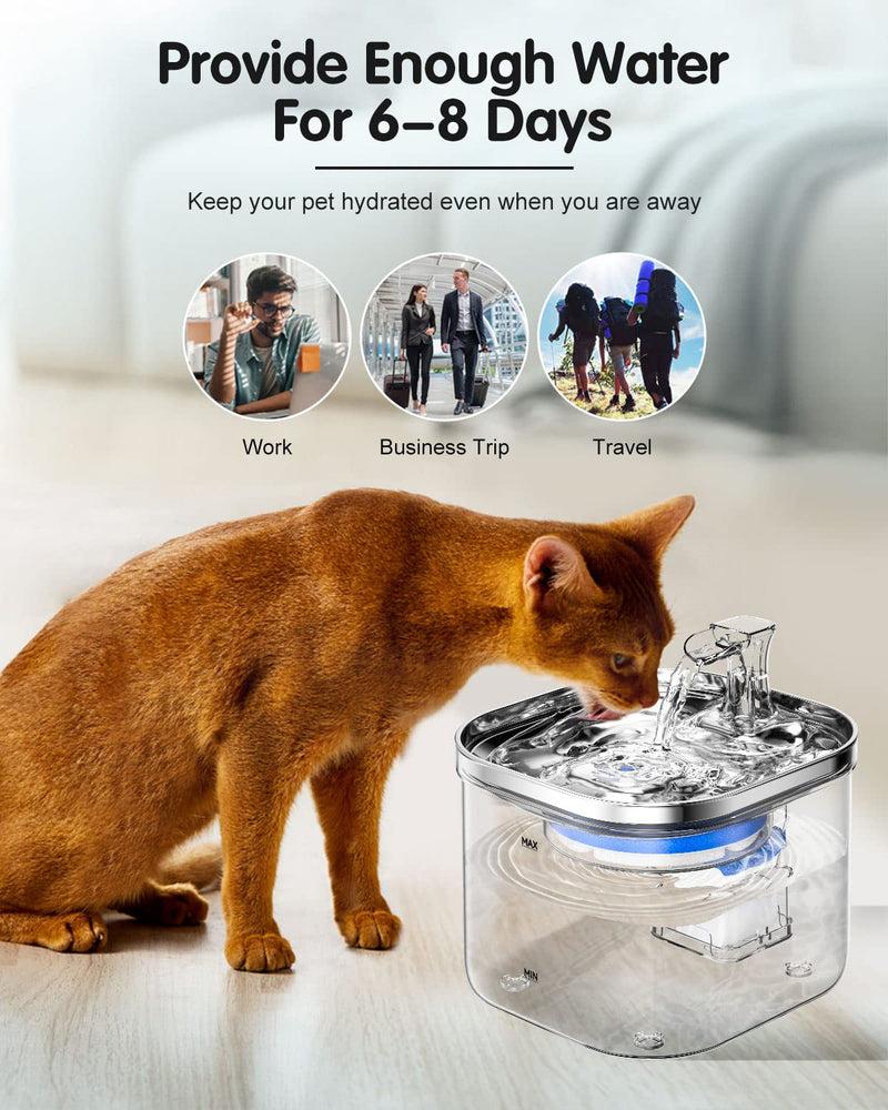 Cat Water Fountain Stainless Steel - Automatic Pet Water Fountain Super Quiet with 4 Level Filtration Automatic Drinking Water Bowl for Multiple Pets Emergency Storage 120ml Cat Fountain Quiet - PawsPlanet Australia