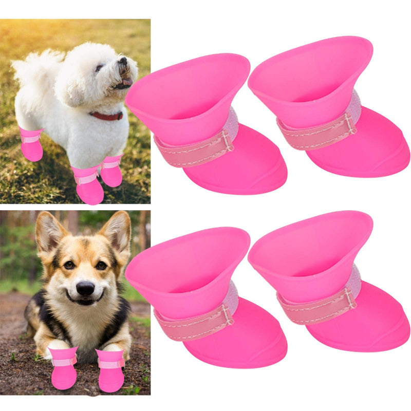 SALUTUYA Pet Waterproof Rain Shoes, Pink Color PU Material, Dog Shoe Supply with Hook And Loop,(Pink, L) Pink, L - PawsPlanet Australia