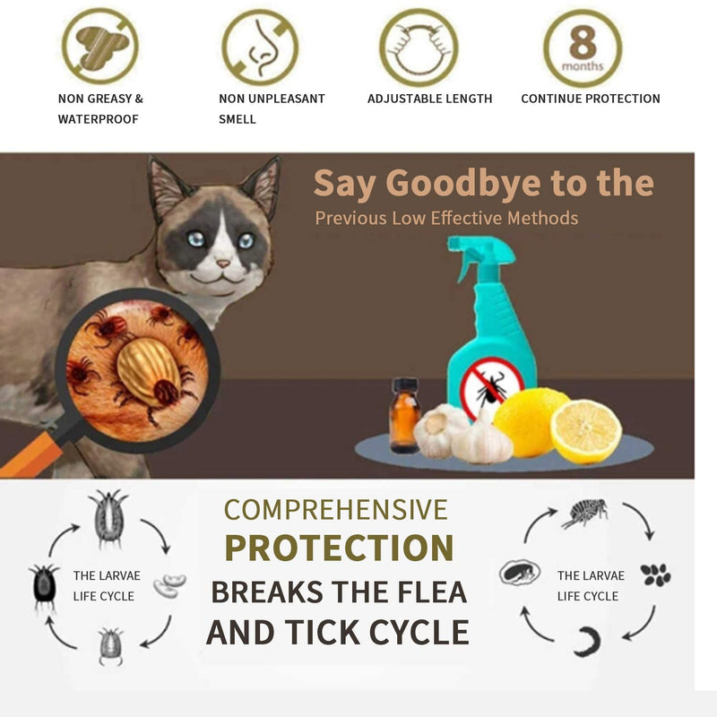 Banydoll Cat Flea and Tick Collar, 8 Months Effective Protection - Adjustable Cat Flea Treatment Collar Waterproof for Cats Puppies 1 pack - PawsPlanet Australia